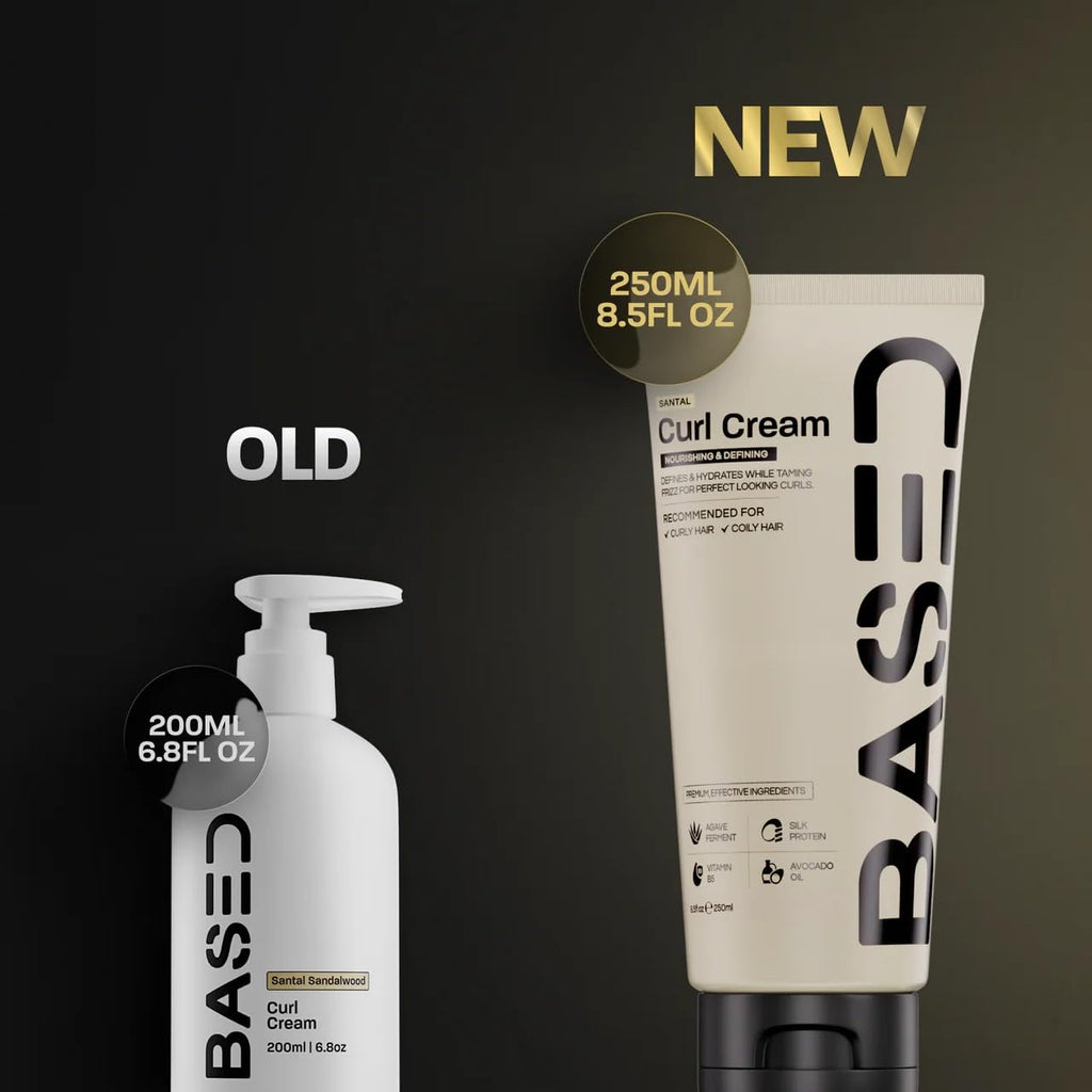 BASED Curl Cream for Men, Curl Defining Cream for Curly Hair, No Harsh Chemicals or Artificial Fragrance, Medium Hold, Hydrates & Nourishes with Agave, Silk Protein & Castor Oil, 8.5 oz (Pack of 1)