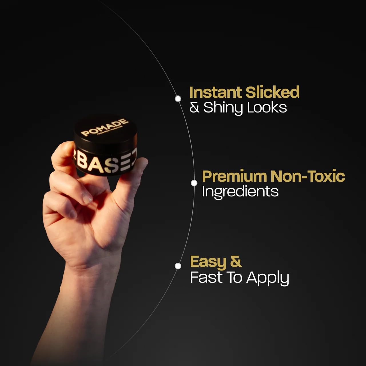 BASED Pomade for Men, Quality Hair Care with Medium Hold, Natural Shine & Fragrance, Easy to Apply & Great for All Hair Types, Hydrating and Nourishing Pomade (3 Oz Pack of 1)