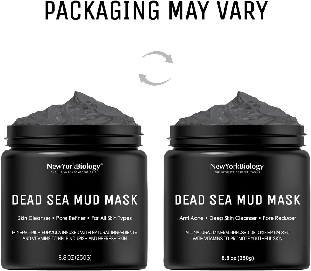 New York Biology Dead Sea Mud Mask for Face and Body - All Natural - Spa Quality Pore Reducer for Acne, Blackheads and Oily Skin - Tightens Skin for A Healthier Complexion - 8.8 oz