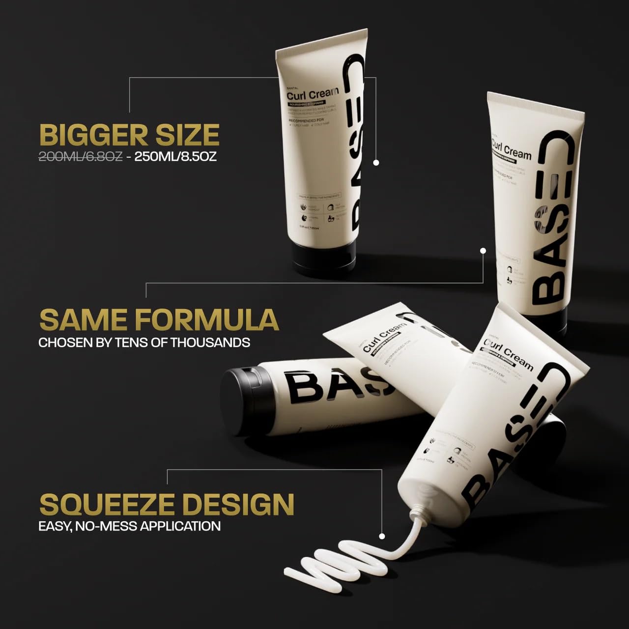 BASED Curl Cream for Men, Curl Defining Cream for Curly Hair, No Harsh Chemicals or Artificial Fragrance, Medium Hold, Hydrates & Nourishes with Agave, Silk Protein & Castor Oil, 8.5 oz (Pack of 1)