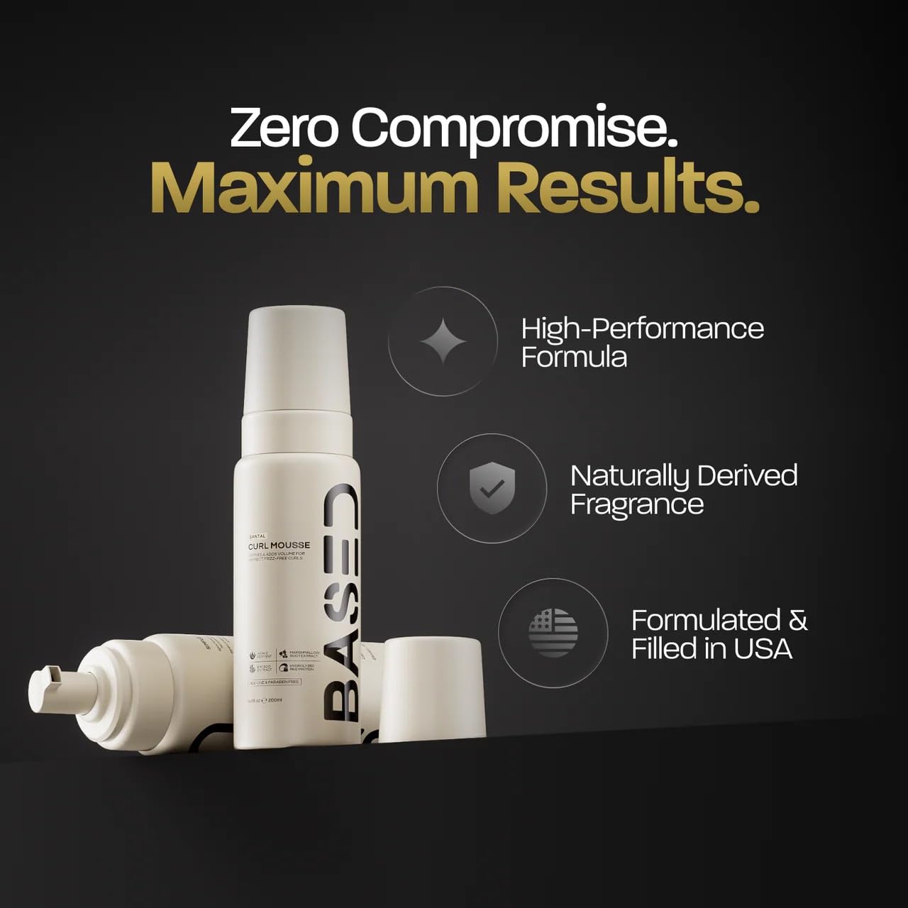 BASED Curl Mousse - Instant Volume & Definition with Flexible Hold - Lightweight Formula with Agave & Rice Protein - Non-Toxic, Silicone Free for All Curl Types (6.8 fl oz, Pack of 1)