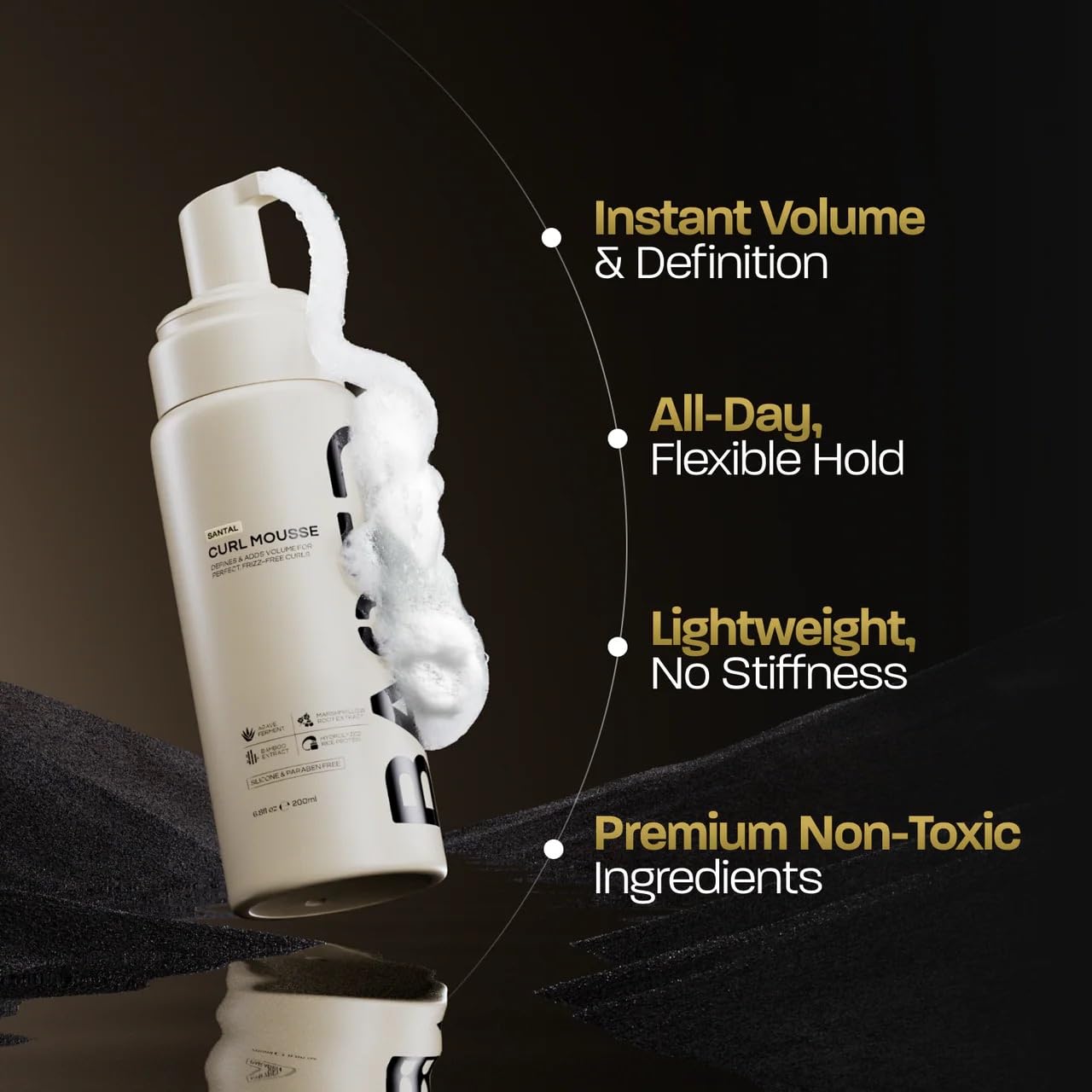 BASED Curl Mousse - Instant Volume & Definition with Flexible Hold - Lightweight Formula with Agave & Rice Protein - Non-Toxic, Silicone Free for All Curl Types (6.8 fl oz, Pack of 1)