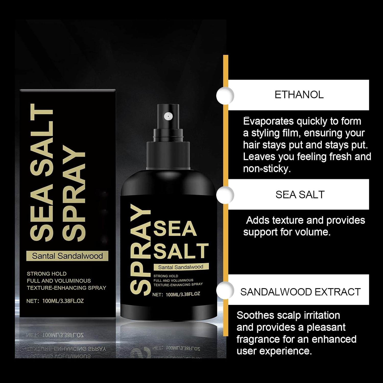 Sea Salt Spray for Women Men Volumizes Texturizes & Lifts Keratin Sea Salt Spray for Hair Natural Curls and Waves Hair 3.38 fl oz Light Non-Greasy