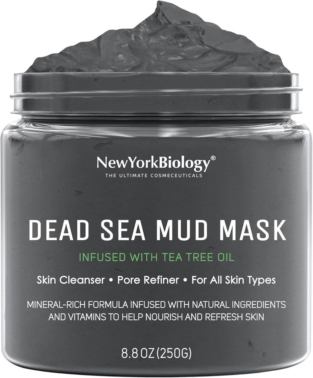 New York Biology Dead Sea Mud Mask for Face and Body - All Natural - Spa Quality Pore Reducer for Acne, Blackheads and Oily Skin - Tightens Skin for A Healthier Complexion - 8.8 oz