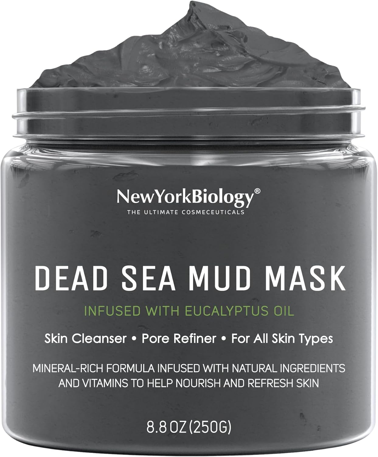 New York Biology Dead Sea Mud Mask for Face and Body - All Natural - Spa Quality Pore Reducer for Acne, Blackheads and Oily Skin - Tightens Skin for A Healthier Complexion - 8.8 oz