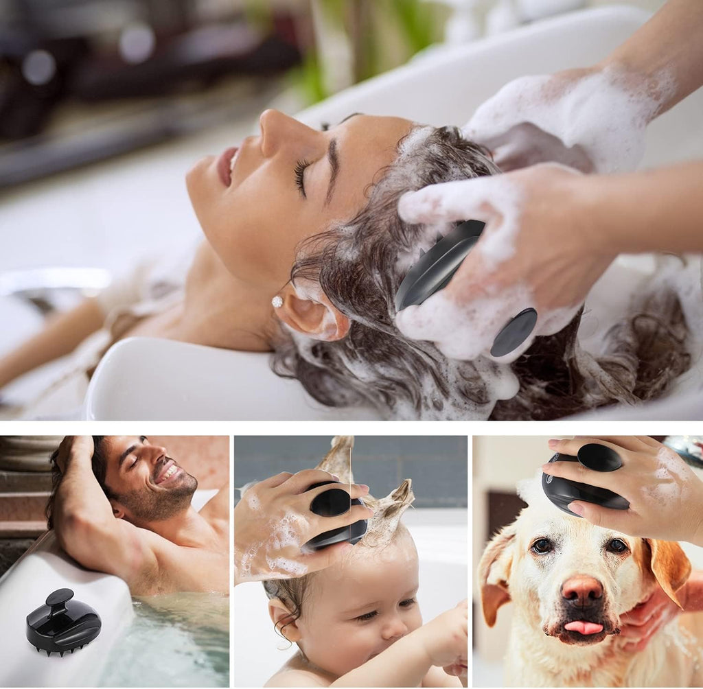 Sosoon Scalp Massager Shampoo Brush, Hair Scalp Scrubber Shower Hair Brush Head Massager for Stress Relax Hair Growth, Dandruff Brush Scalp Exfoliator for Women Men Kids Pets, Black