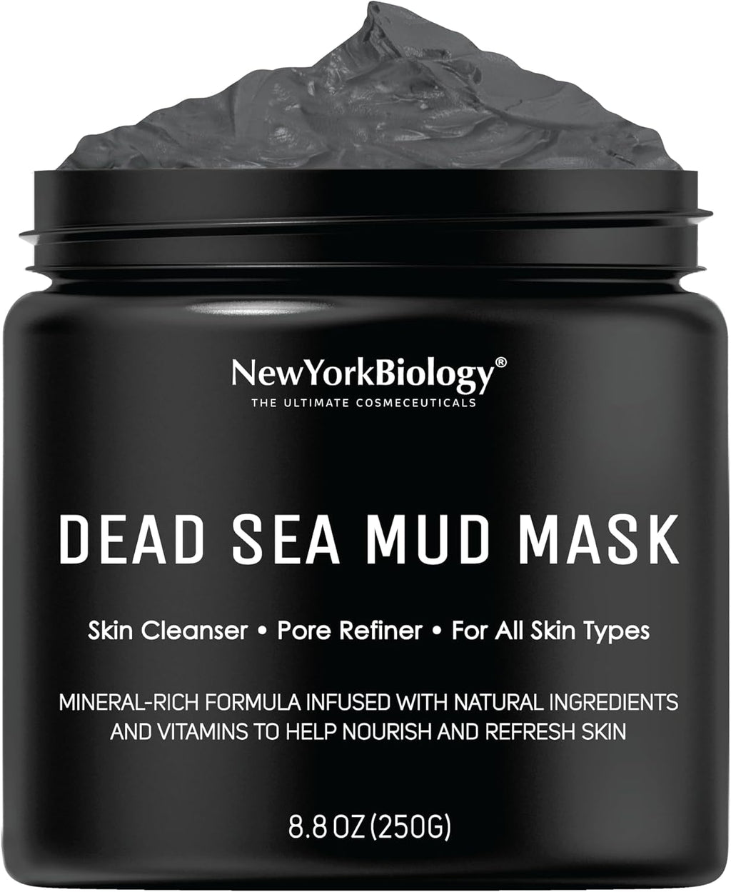 New York Biology Dead Sea Mud Mask for Face and Body - All Natural - Spa Quality Pore Reducer for Acne, Blackheads and Oily Skin - Tightens Skin for A Healthier Complexion - 8.8 oz