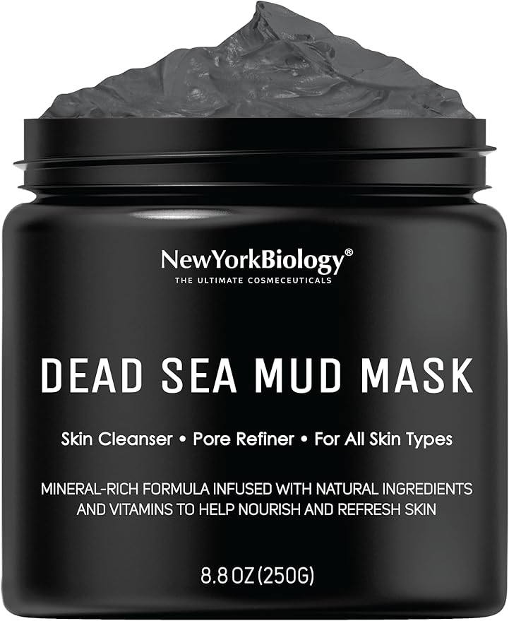 New York Biology Dead Sea Mud Mask for Face and Body - All Natural - Spa Quality Pore Reducer for Acne, Blackheads and Oily Skin - Tightens Skin for A Healthier Complexion - 8.8 oz