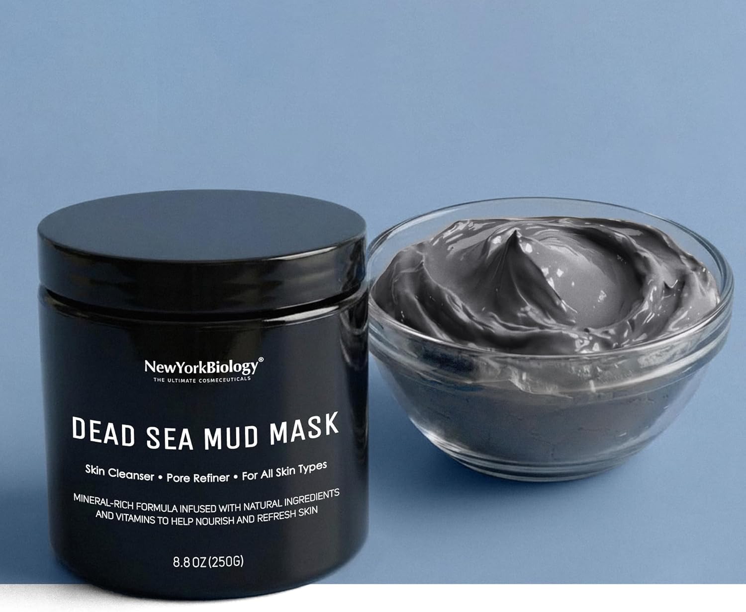 New York Biology Dead Sea Mud Mask for Face and Body - All Natural - Spa Quality Pore Reducer for Acne, Blackheads and Oily Skin - Tightens Skin for A Healthier Complexion - 8.8 oz