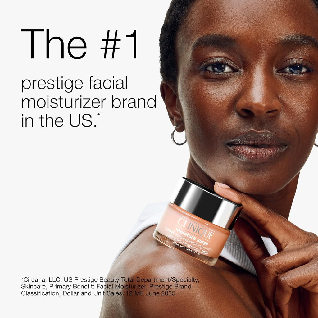 Clinique Moisture Surge 100H Auto-Replenishing Hydrator Oil Free Face Moisturizer | With Hyaluronic Acid, Aloe Bioferment and Vitamins C + E | For All Skin Types | Hydrating + Moisturizing